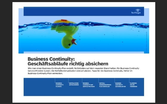 In dem kostenlosen E-Handbook finden Sie Tipps, wie man sein Unternehmen gegen Geschäftsausfälle absichert.